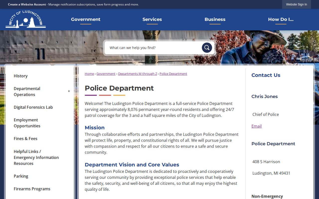 Mason County Ludington Police Department official arrest-record contact source