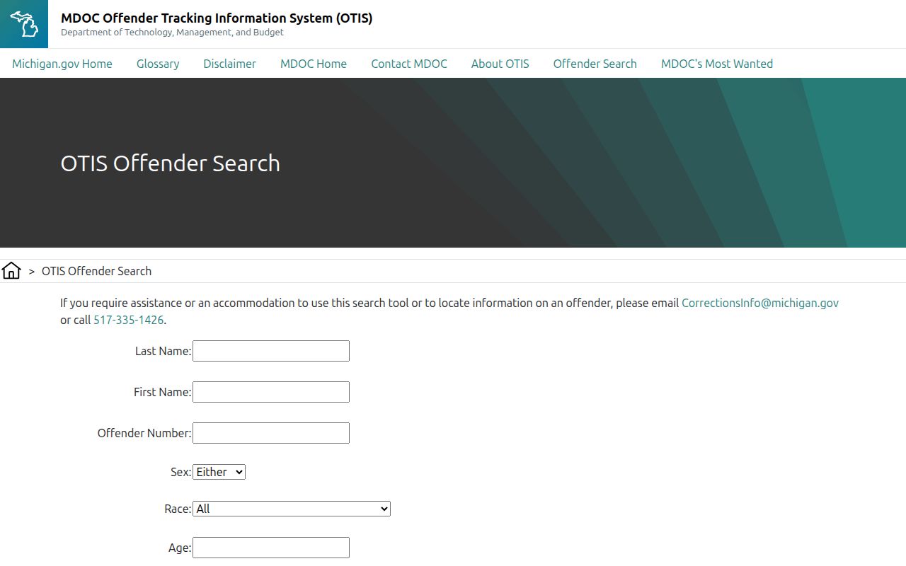 Mason County state offender record search through Michigan MDOC OTIS